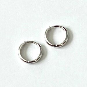 14k White real Gold 2mm Thickness Hoop Huggies Earrings (10 x 10 mm) |